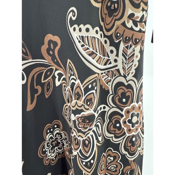 Studio I Black Chiffon Floral Pattern Dress With Flutter Sleeves beaded size 4 - Picture 3 of 9